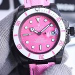 ROLEX Submariner Pink Face 904L Steel 8215 Movement Carbon Fiber Bezel Watch